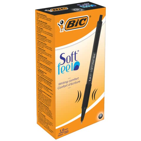 Penna a sfera a scatto BIC SoftFeel Clic Grip M 1 mm nero Conf. 12 pezzi - 837397